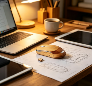 Creative Bamboo Wooden Wireless Office Mouse - Image 3