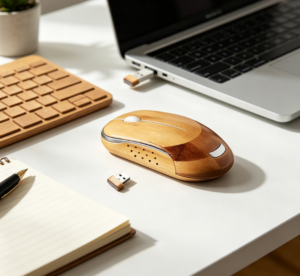 Creative Bamboo Wooden Wireless Office Mouse - Image 5