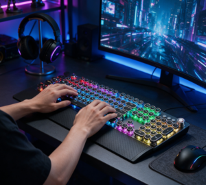 Retro Roundcap Typewriter Style Mechanical Gaming Keyboard - Image 4