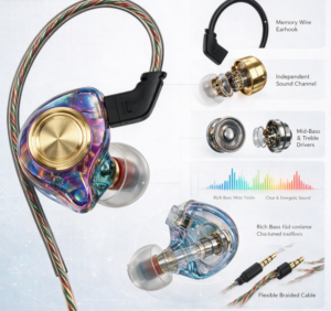 Wired in Ear Monitors, Deep Bass Sound Wired Earbuds - Image 3